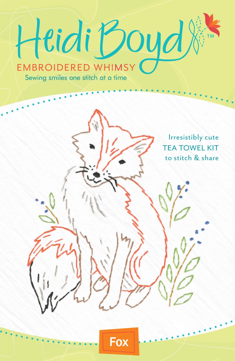 Fox Tea Towel Embroidery Kit Beginner Sewing Kit DIY Etsy