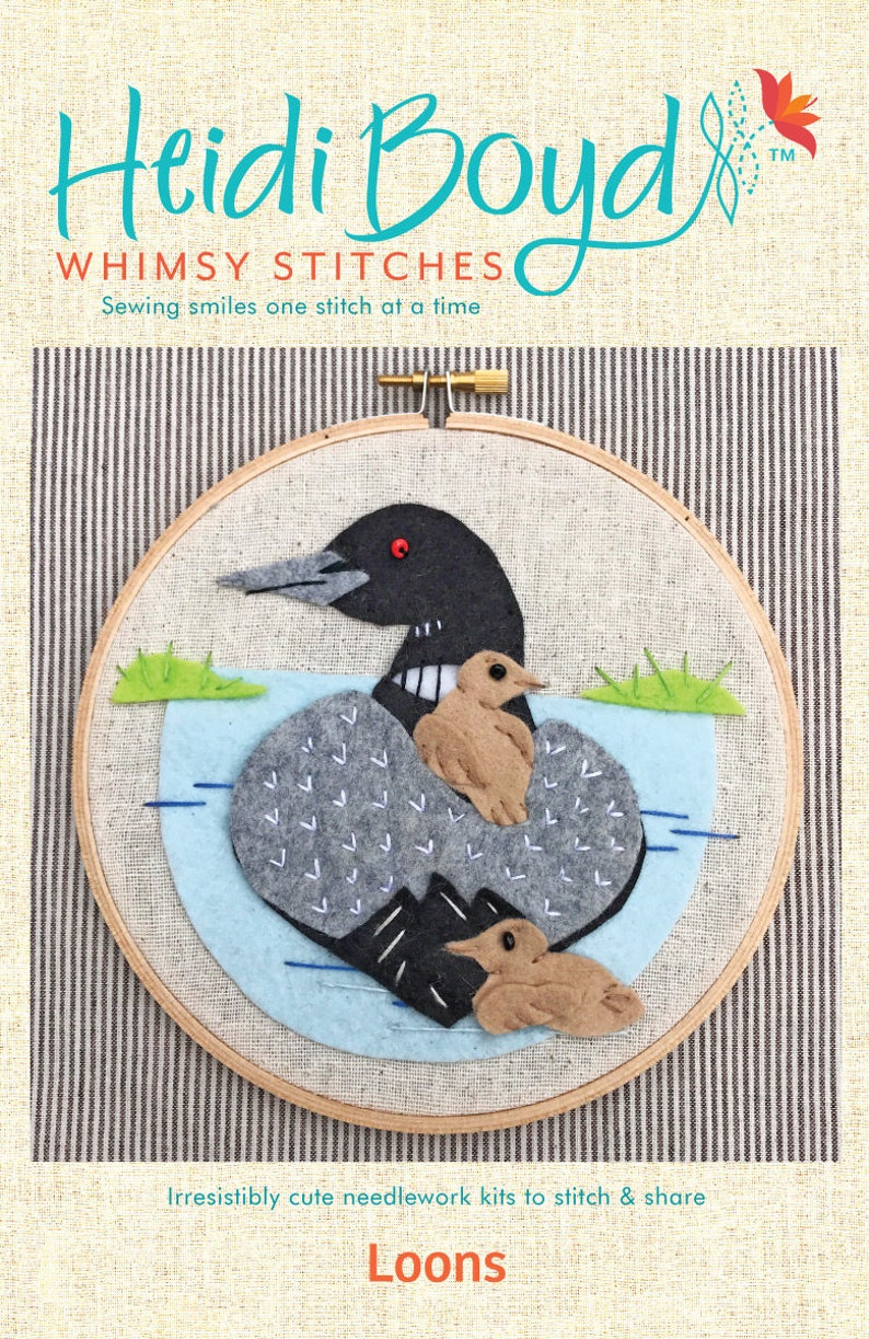Loon Applique and Embroidery Kit Felt Loon Bird Embroidery Etsy