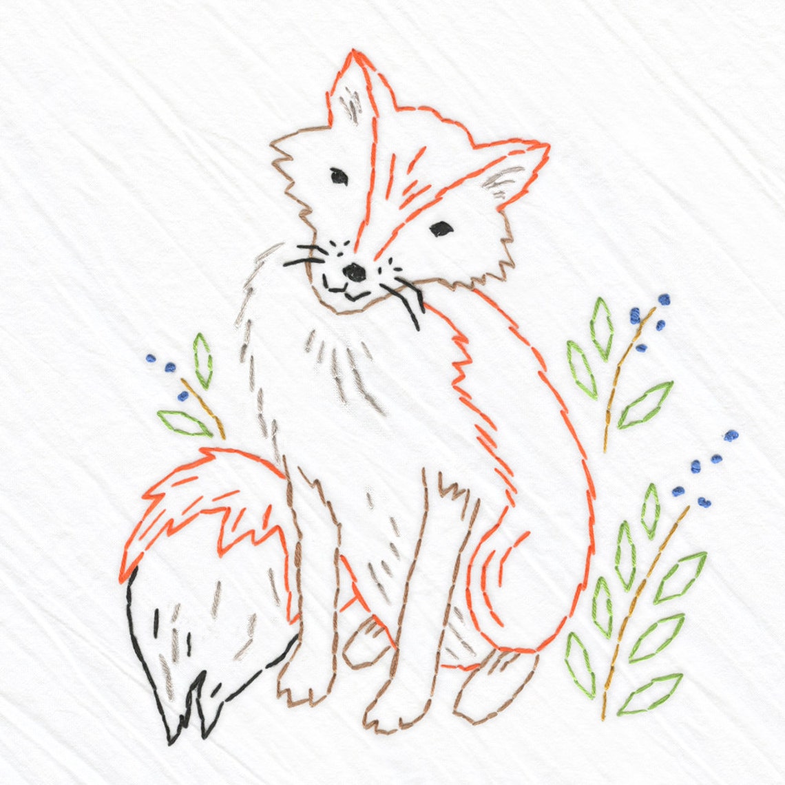 Fox Tea Towel Embroidery Kit Beginner Sewing Kit DIY Etsy