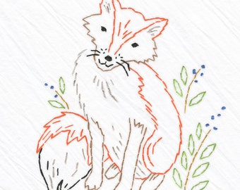 Fox, Tea Towel Embroidery Kit, Beginner Sewing Kit, DIY Embroidery, Hand-Stitching - Heidi Boyd