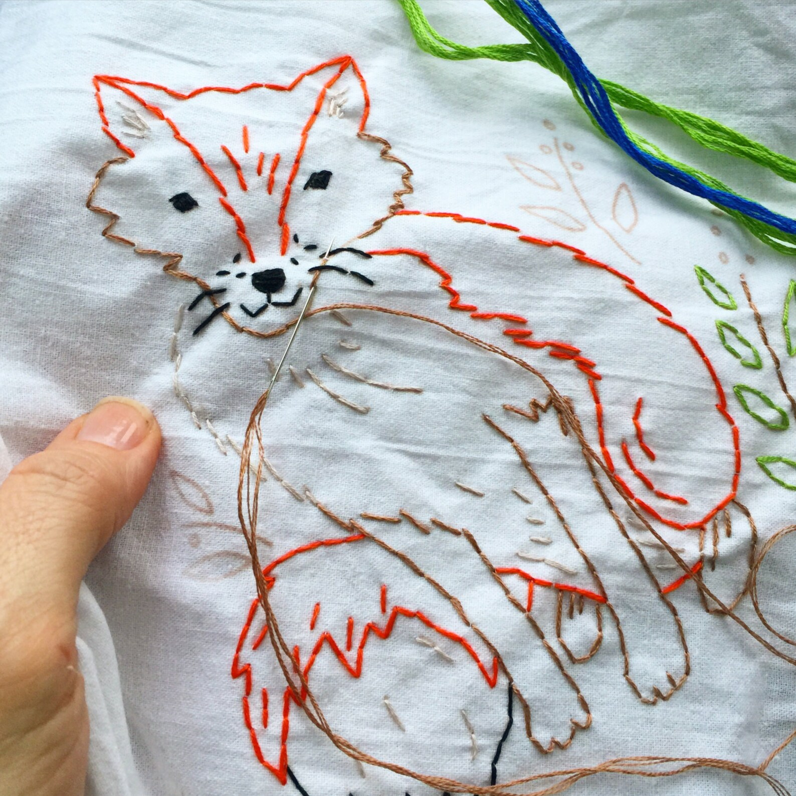 Fox Tea Towel Embroidery Kit Beginner Sewing Kit DIY Etsy