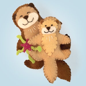 Otters Sewing Kit, Felt Otter Ornaments, Felt Animal craft Kit, Begining Sewing Kit, DIY Sewing, Hand-Stitching, Whimsy Kit - Heidi Boyd