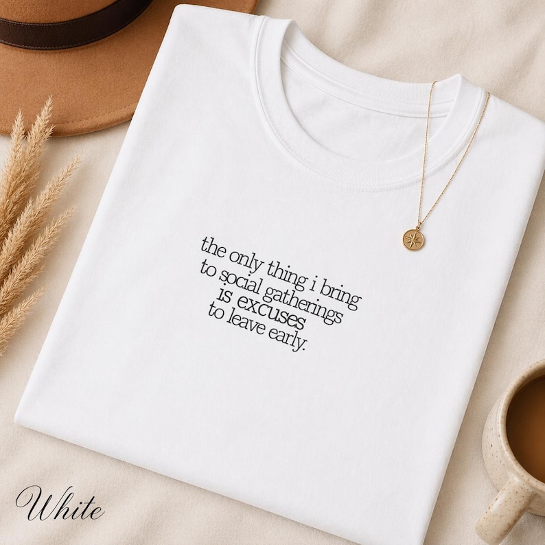 Introvert Tee, Sarcastic Quote Shirt, Small Chest Text, Dry Humor (Digital Download) image 1