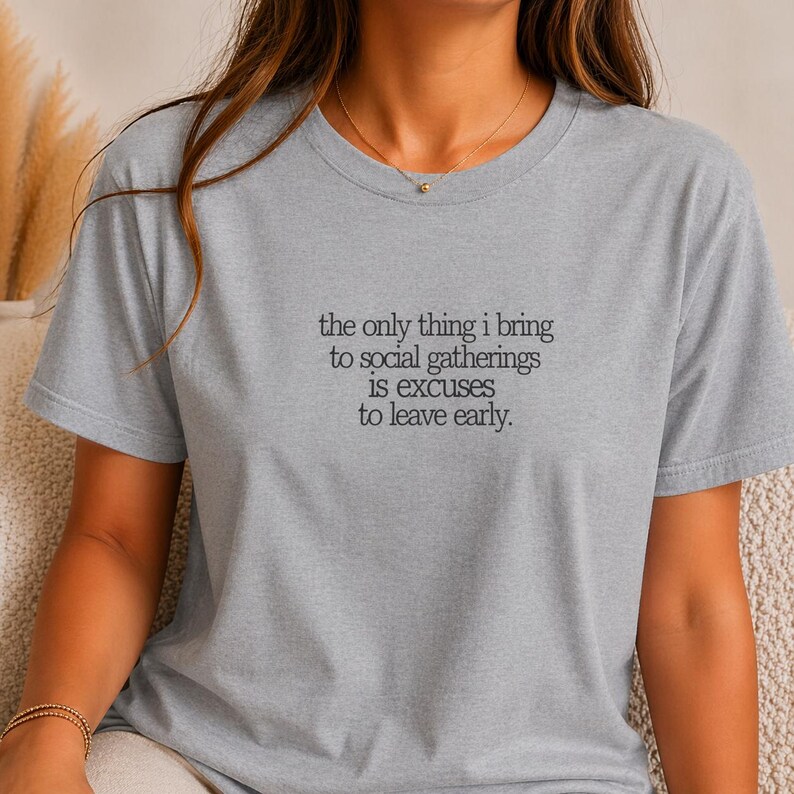 Introvert Tee, Sarcastic Quote Shirt, Small Chest Text, Dry Humor (Digital Download) image 4