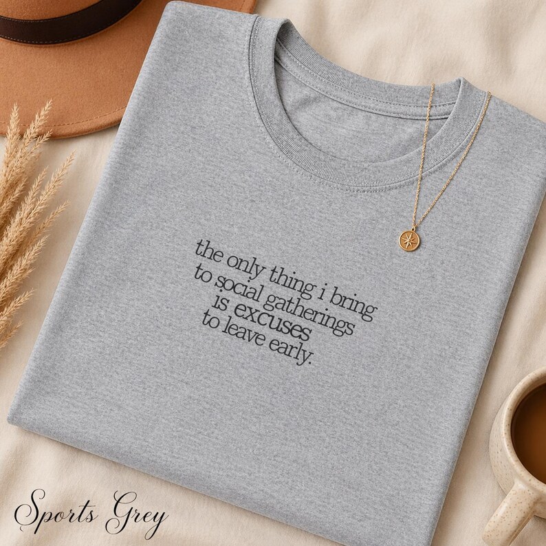 Introvert Tee, Sarcastic Quote Shirt, Small Chest Text, Dry Humor (Digital Download) image 5