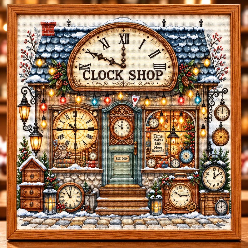Pattern Retro Clock Clock Shop Cross Stitch Pattern, Vintage Embroidery PDF (3 Sizes + 3 ...