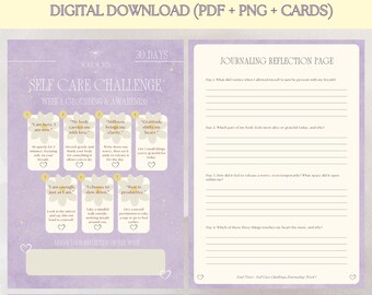 30-Day Self-Care Challenge Kit: Printable Journal & Affirmation Cards (Digital Download)