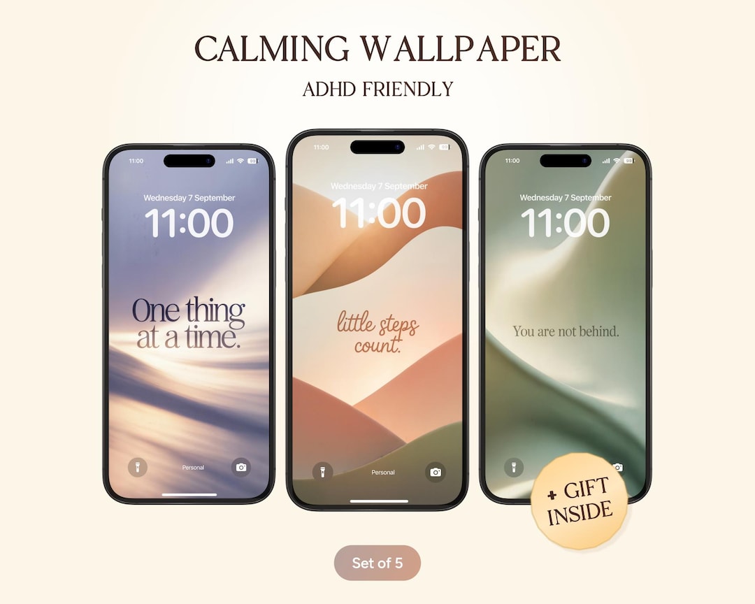 Adhd Rage Wallpaper Calming ADHD Wallpaper Set | Gentle Minimalist Affirmations | Mindful ...