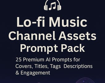 Paquete de indicaciones de IA para canales de música lo-fi: YouTube, Spotify, Twitch (PDF + DOCX)