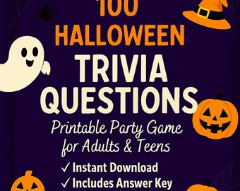 Cuestionario de Halloween: 100 preguntas imprimibles, juego para fiestas familiares (descarga digital)