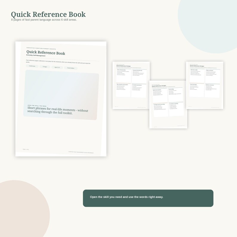 Executive Function Parent Scripts Toolkit Vol. 2, 6 Self-Management Skills for Kids, Printable PDF image 6
