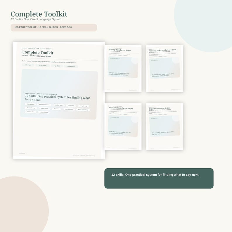 Kit completo di strumenti per genitori sulle funzioni esecutive, 12 abilità, in formato PDF stampabile. immagine 1