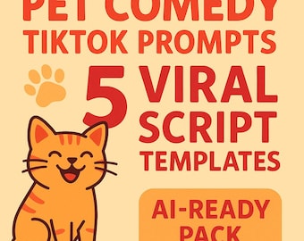 Temas de comedia de mascotas para TikTok · 5 plantillas de guiones virales (paquete listo para IA)