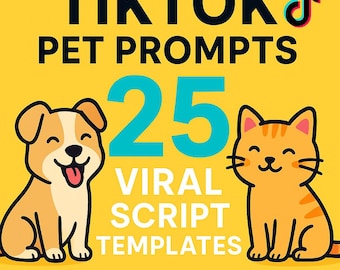 25 guiones para vídeos de mascotas en TikTok · Plantillas de contenido viral (PDF + Word) / Descarga instantánea