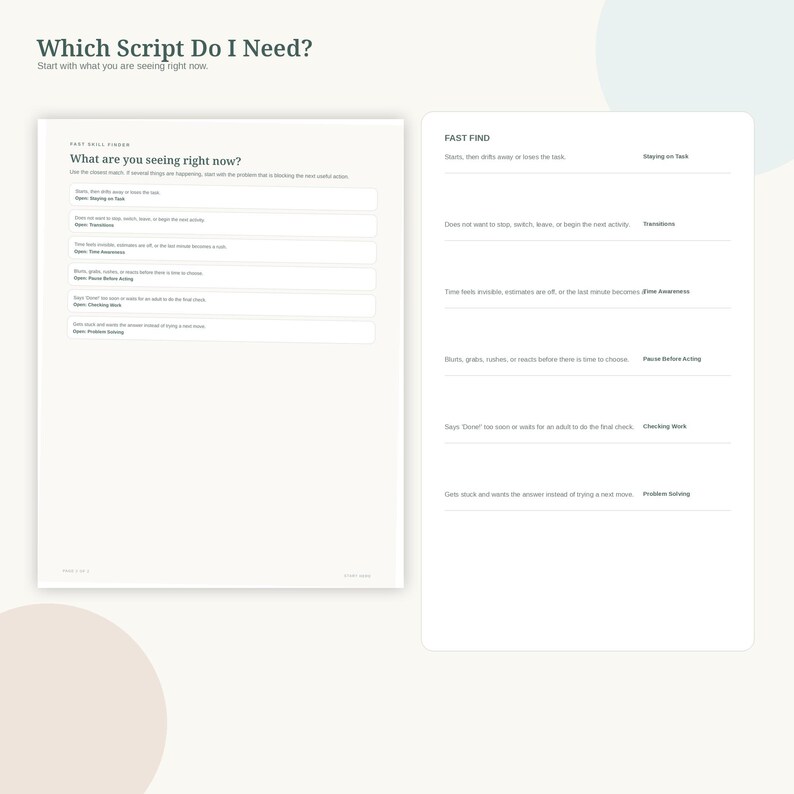 Executive Function Parent Scripts Toolkit Vol. 2, 6 Self-Management Skills for Kids, Printable PDF image 3