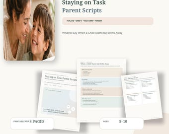 Script per genitori per bambini su come rimanere concentrati sul compito, concentrazione e recupero dopo una distrazione, funzioni esecutive (PDF)