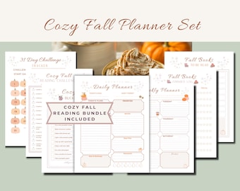 Cozy Fall Planner and Reading Journal Bundle: Printable Inserts (A5 and US Letter PDF)