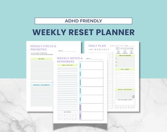 ADHD Planner Printable | Weekly Priority Planner, Daily Planner & Notes Pages | ADHD Friendly Productivity Planner | Digital Planner