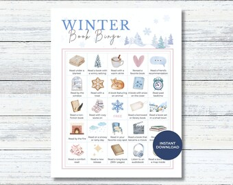 Winter Book Bingo Printable | Cozy Reading Challenge for Adults | Winter Reading Bingo Card | Book Club Game | Instant Download