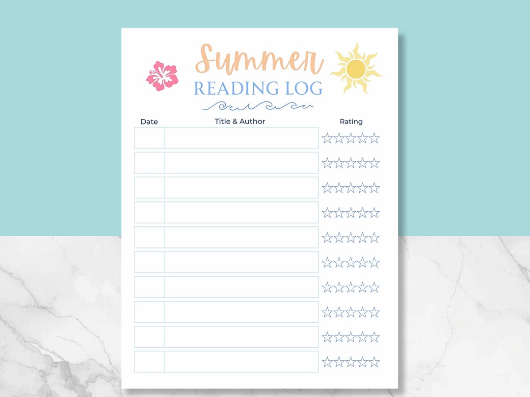 Summer Reading Log Printable for Kids | Beach Theme Reading Tracker ...