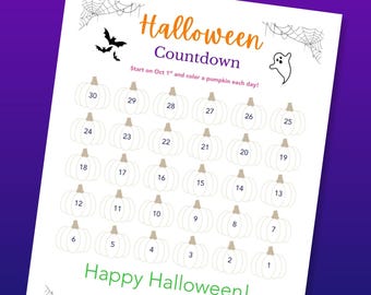 Printable Halloween Countdown Calendar | Instant Download