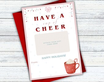 Christmas Gift Card Holder Printable | “Have a Cup of Cheer” Card | Teacher Gift | Staff Appreciation | Instant Download Holiday Gift Tag