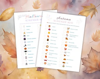 Fall & Halloween Scavenger Hunt Duo | Printable Activity for Kids | Autumn Family Fun PDF Set