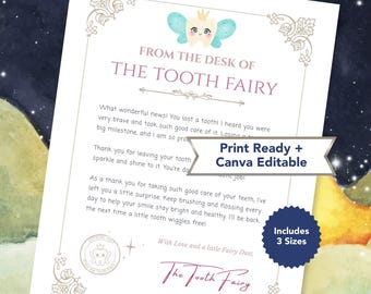 Tooth Fairy Letter Editable Template | Tooth Fairy Note Printable Certificate | Lost Tooth Letter | Keepsake Letter for Kids