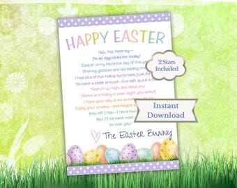 Biglietto con il coniglietto pasquale / Lettera stampabile per il cestino di Pasqua e la caccia alle uova / Magia di Pasqua / Prova dell'esistenza del coniglietto pasquale (Download immediato)