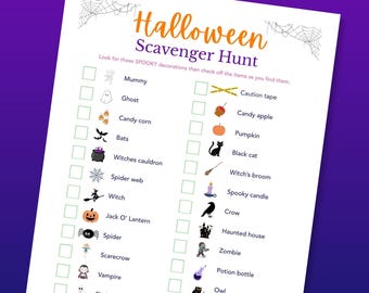 Halloween Scavenger Hunt Printable Game | Kids, Family, Party Activity