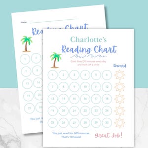 Tableau de lecture côtier imprimable pour les enfants, suivi des lectures d'été, défi de lecture PDF à remplir, carnet de lecture, tableau de récompenses imprimable
