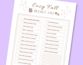 Fall Bucket List Printable: Cozy Autumn Activities Checklist (A5 and Letter PDF)