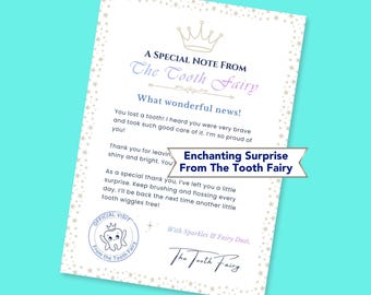 Tooth Fairy Letter Printable | Editable Tooth Fairy Note Canva Template | First Tooth Fairy Receipt | Instant Download