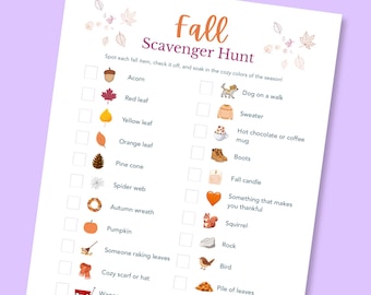 Fall Scavenger Hunt (Instant Download)