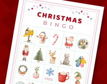Christmas Bingo Game for Kids | 30 Pastel Cards (Digital Download)