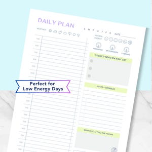 Low Energy Daily Planner Printable | Neurodivergent Planner | Executive Function Planner | Good Enough Task List
