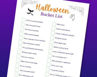 Halloween Bucket List Printable: October Activity Checklist