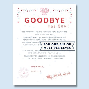 Elf Goodbye Letter Printable | Christmas Elf Farewell Letter | Works  for One or Multiple Elves | US Letter & A4