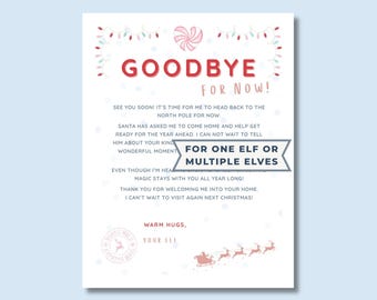 Elf Goodbye Letter Printable | Christmas Elf Farewell Letter | Works  for One or Multiple Elves | US Letter & A4