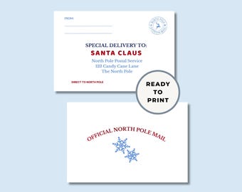 Envelope to Santa | Printable North Pole Mail | Kids Christmas Wish List Mailing Envelope