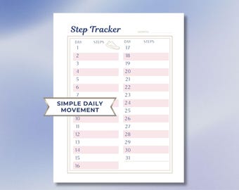Simple Step Tracker Printable | ADHD Friendly Habit Tracker | Daily Movement Log | Minimal Fitness Tracker PDF | Monthly Steps Tracker