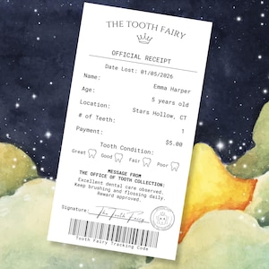 Tooth Fairy Receipt Editable Template | Tooth Fairy Note Printable Certificate | Lost Tooth Keepsake | Realistic Official Report