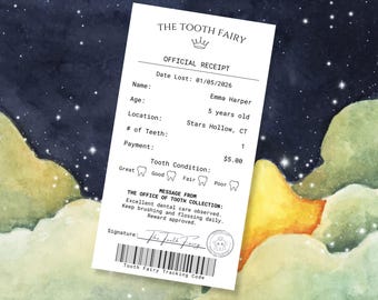 Tooth Fairy Receipt Editable Template | Tooth Fairy Note Printable Certificate | Lost Tooth Keepsake | Realistic Official Report