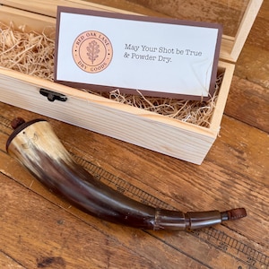 Antique Black Powder Horn | 19th Century Hand-Scribed Greek Revival Palmettes