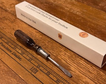 Vintage Slotted Screwdriver: 6" Wood Handle, Made in USA