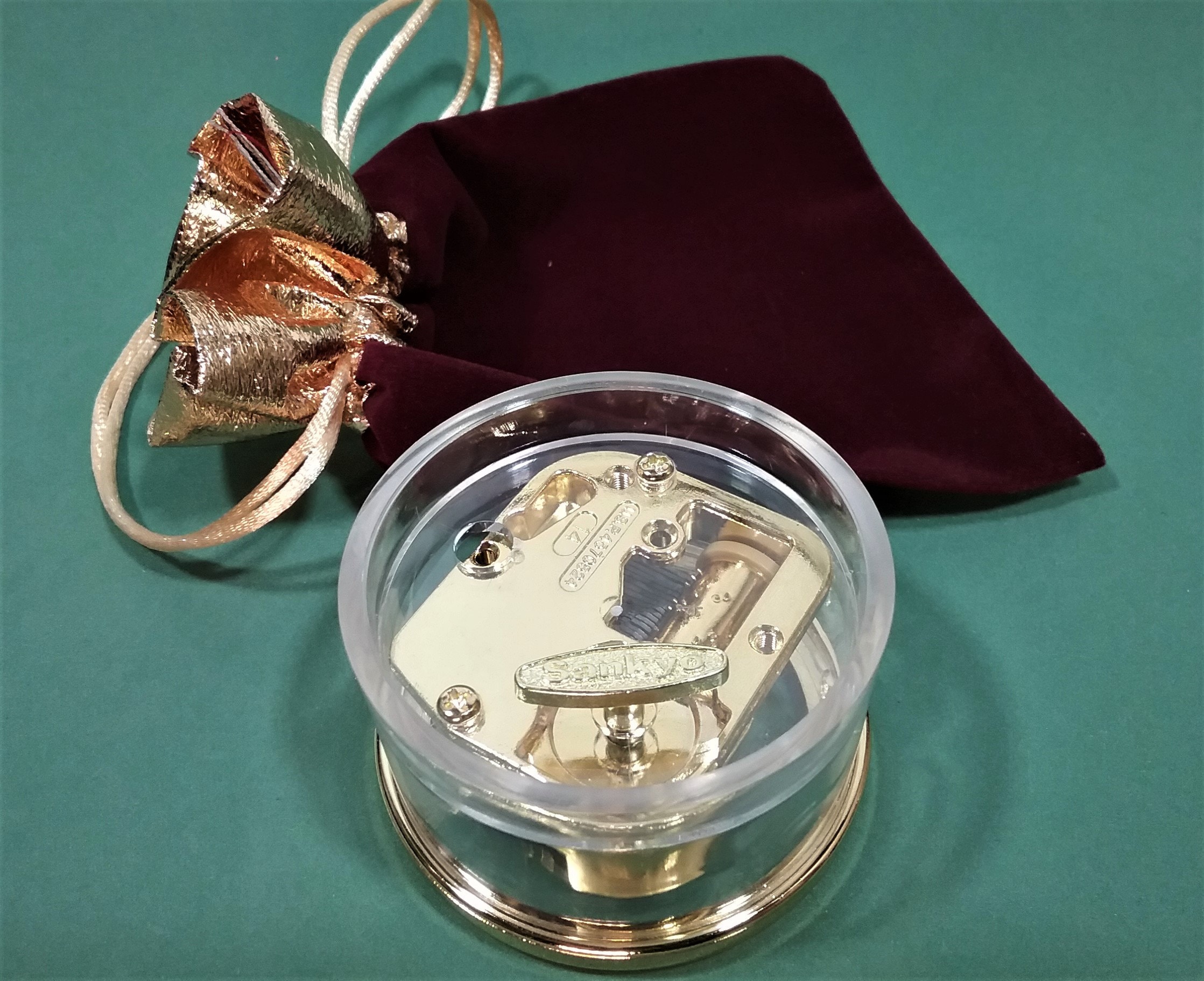 Golden Music Box Gift Set With Velvet Pouch Crystal Clear Etsy