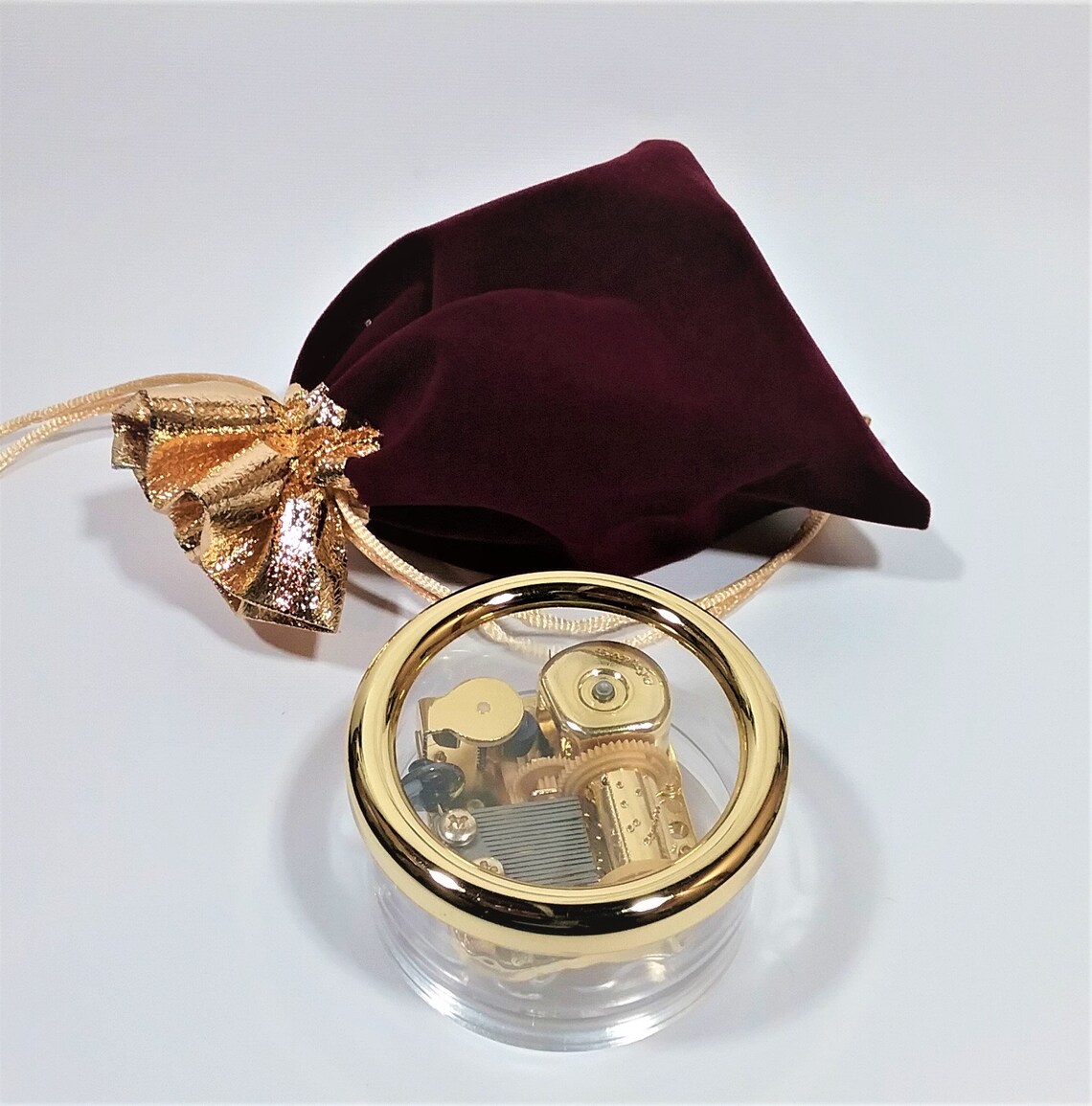 Golden Music Box Gift Set With Velvet Pouch Crystal Clear - Etsy