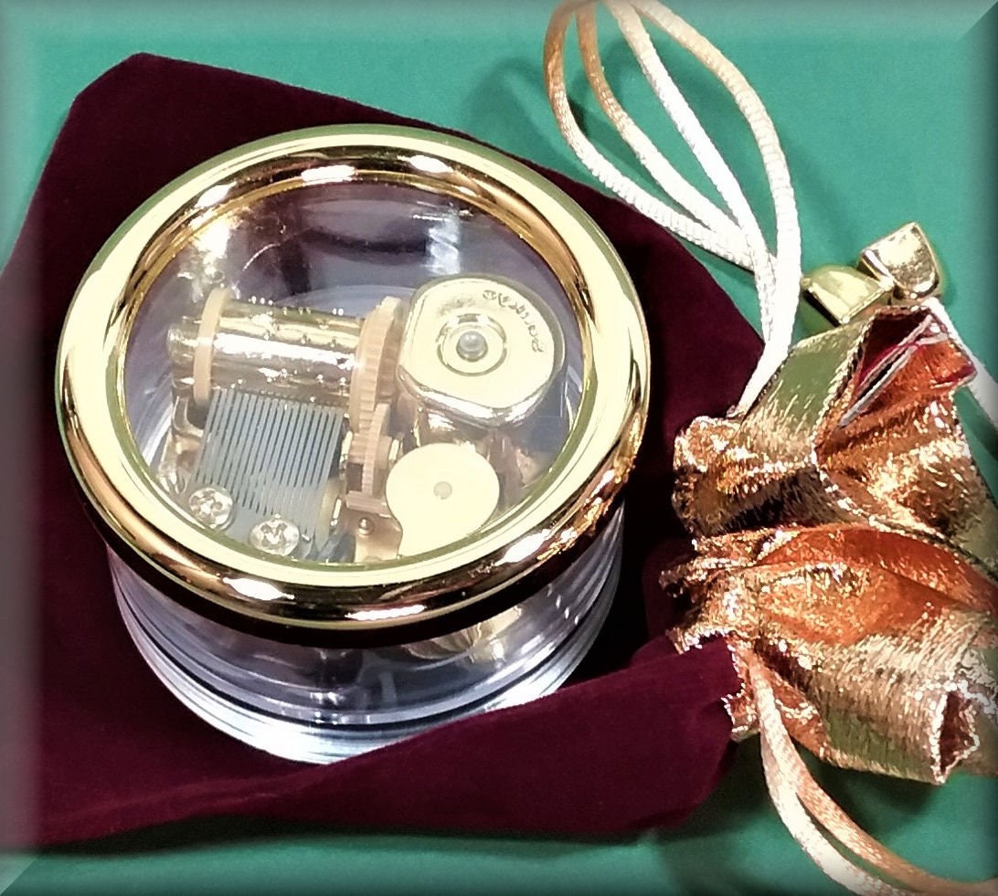 Golden Music Box Gift Set With Velvet Pouch Crystal Clear Etsy