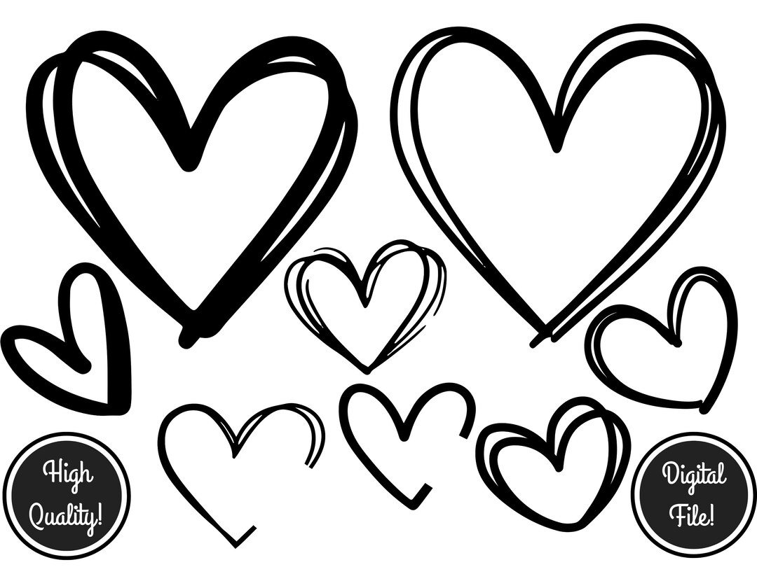 Hand Drawn Heart SVG Bundle, Doodle Love Hearts (digital Download) - Etsy