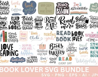 Book Lover SVG Bundle, Spicy Smut, Fantasy Romance (40+ Designs)